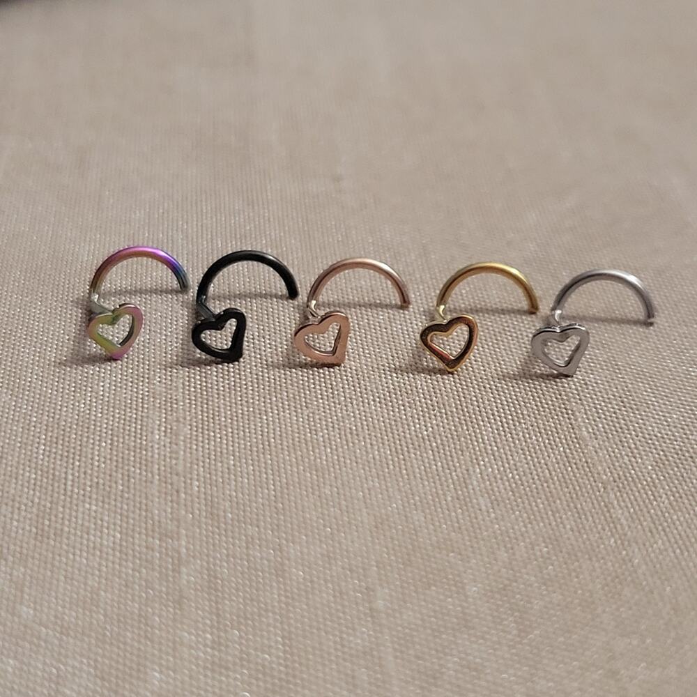 Cat shaped pink crystal stainless steel 20 gauge (0.8mm) nose ring piercing